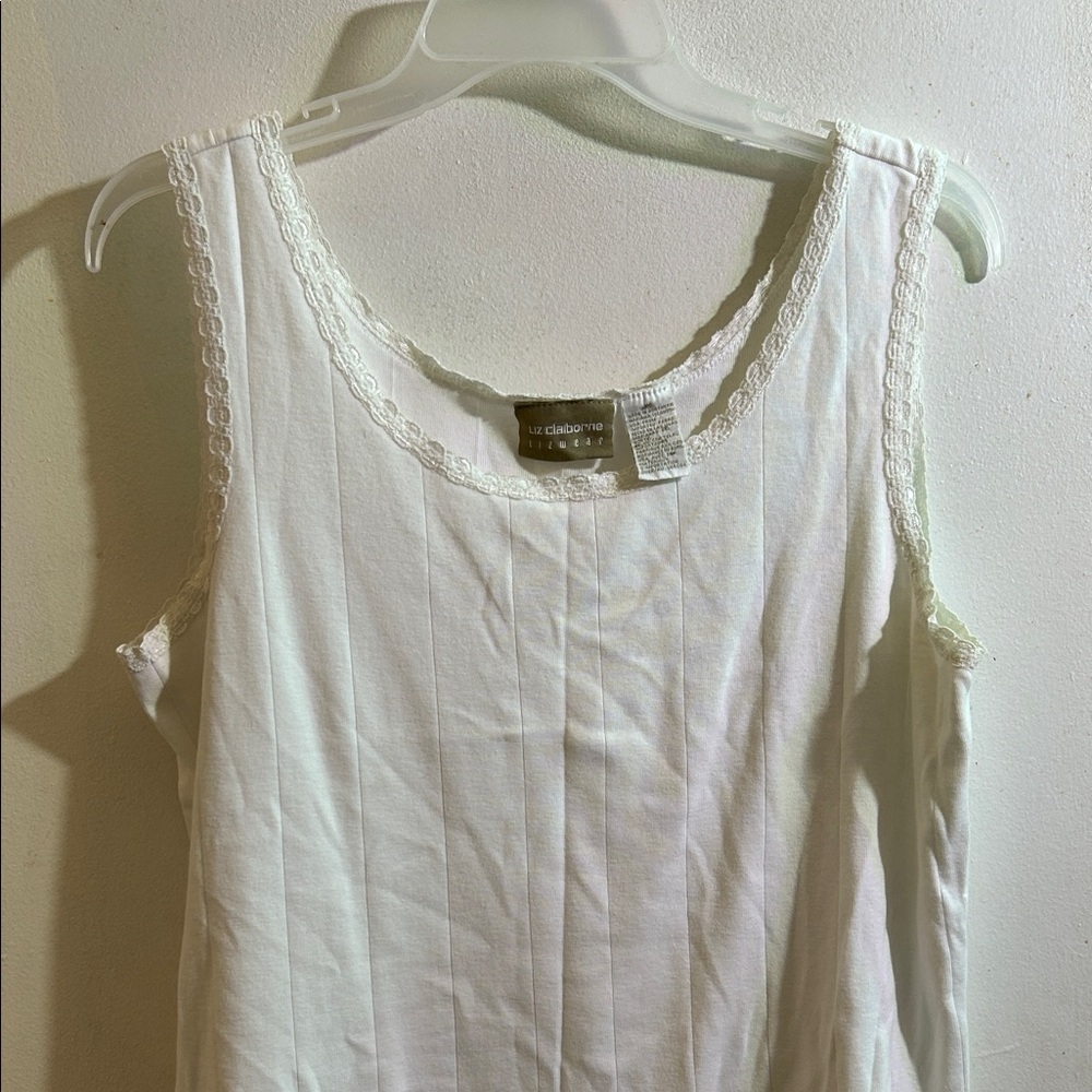 Liz Claiborne Ivory Lace-Trimmed Tank